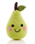 Sweet & Soft Pear Baby Rattle -Handmade Organic Cotton Toy
