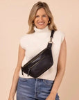 Cross-Body Bag - Black, Soft Grained Eco-Leather