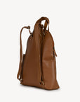Pebbled Leather Halfmoon Backpack - Camel