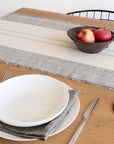 Natural Cotton Table Runner - Ivory and Grey