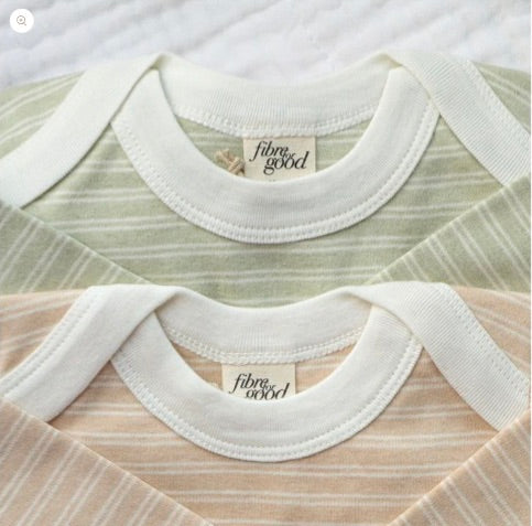 Sustainable Long Sleeve Body Suit - Caramel and Cream