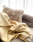 Alpaca Classic Throw - Large Butter with Cream Fringe