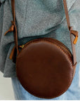 Leather Crossbody Canteen Bag - Chocolate Brown
