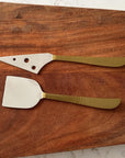 Cheese Knife & Spreader Set in Brushed Brass