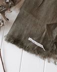 Linen Scarf - Darkest Olive