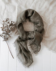 Linen Scarf - Darkest Olive