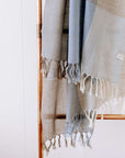 Fine Wool Scarf in Taupe, Cream and Skye Blue