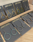 Beaded Rim Teardrop Earrings - Assorted Colours