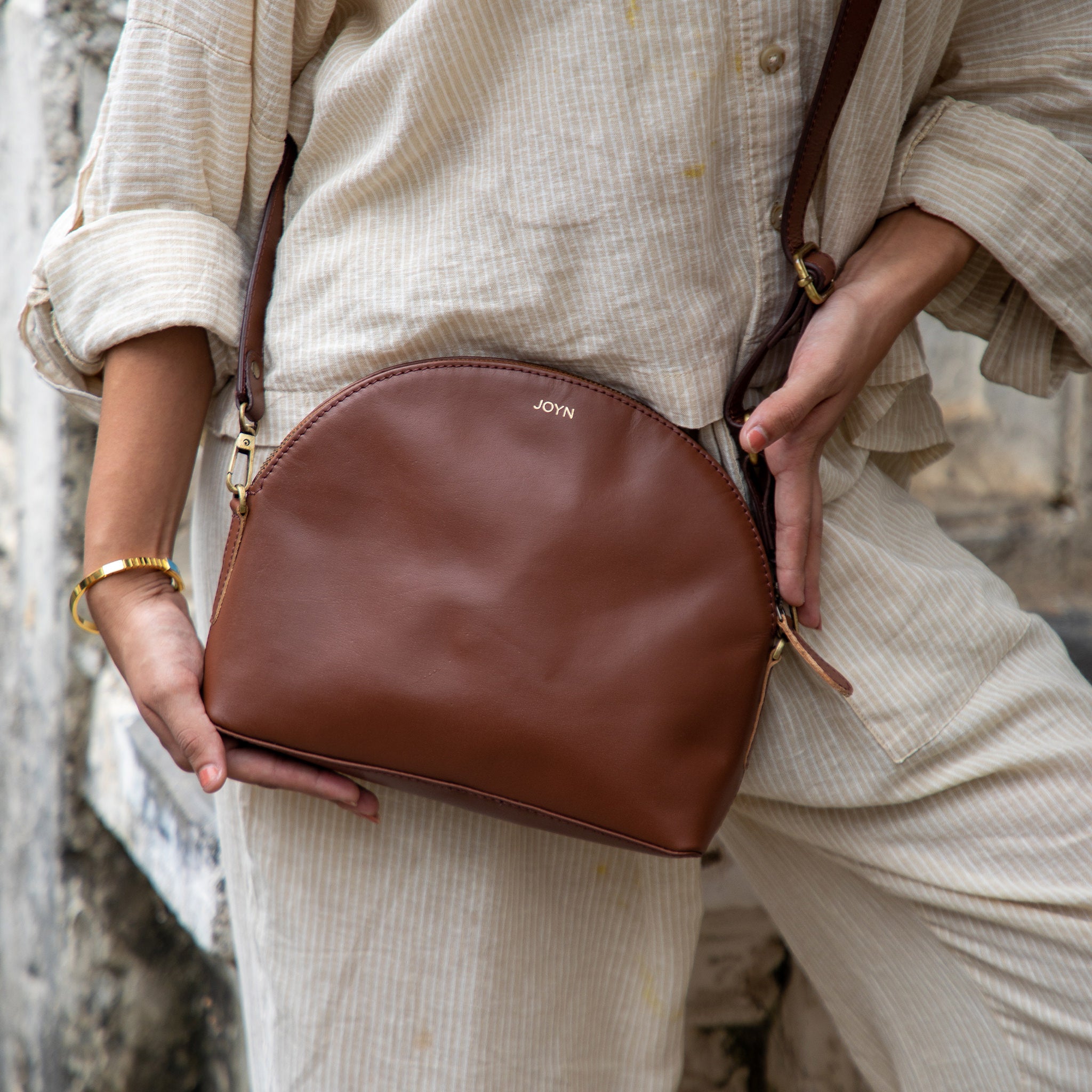 Half moon leather crossbody on sale bag