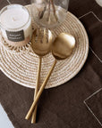 Brushed Brass Salad Servers - Fork and Spoon Set