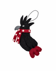 Black Cockatoo Christmas Decoration, Pure Felted Wool