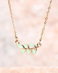 Leaf Necklace in Mint