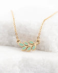 Leaf Necklace in Mint