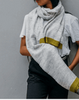 Stella Ethiopian Silk Shawl with a Navy Colour Band Edge
