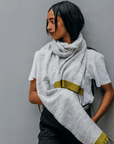Stella Ethiopian Silk Shawl with a Navy Colour Band Edge
