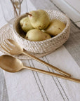 Brushed Brass Salad Servers - Fork and Spoon Set