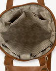 Pebbled Leather Halfmoon Backpack - Camel