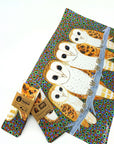 Cotton Tea Towel Indigenous Artist Print by Kathleen Buzzacott Owls