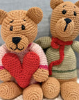 Handmade Cotton Bear with Jumper - Green and Purple