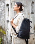 Leather Halfmoon Backpack - Black