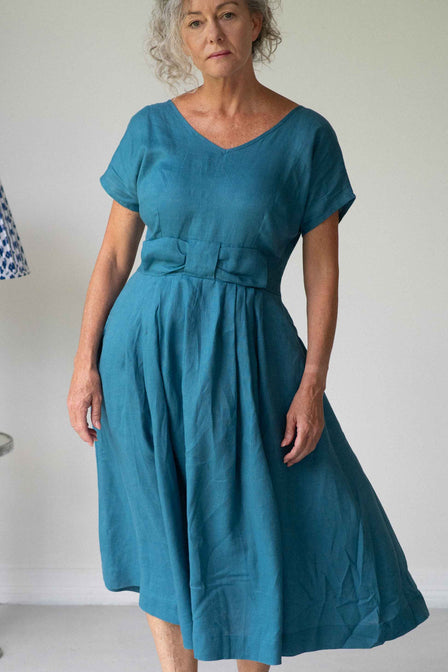 Eloise Linen Dress - Lagoon, Lazybones