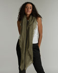Linen Scarf - Darkest Olive