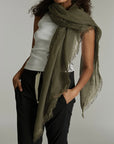 Linen Scarf - Darkest Olive