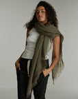 Linen Scarf - Darkest Olive