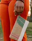 Burlap Wristlet utility clutch