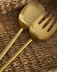 Brushed Brass Salad Servers - Fork and Spoon Set