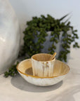 Handcrafted Polished Bowl with Salt Cellar & Spoon