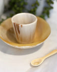 Handcrafted Polished Bowl with Salt Cellar & Spoon