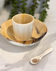 Handcrafted Polished Bowl with Salt Cellar & Spoon