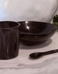 Handcrafted Polished Bowl with Salt Cellar & Spoon