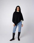 Alpaca Classic Poncho - Black and Magenta