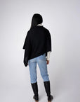Alpaca Classic Poncho - Black and Magenta