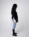 Alpaca Classic Poncho - Black and Magenta
