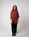 Alpaca Classic Poncho - Black and Magenta