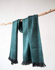 Alpaca Classic Scarf - Forest Green with Black Fringe