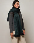 Alpaca Classic Scarf - Forest Green with Black Fringe