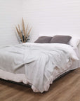 Alpaca Classic Throw - Large Silver with Cream Fringe