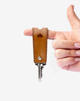 Leather Key Fob - Black + Tan