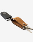 Leather Key Fob - Black + Tan
