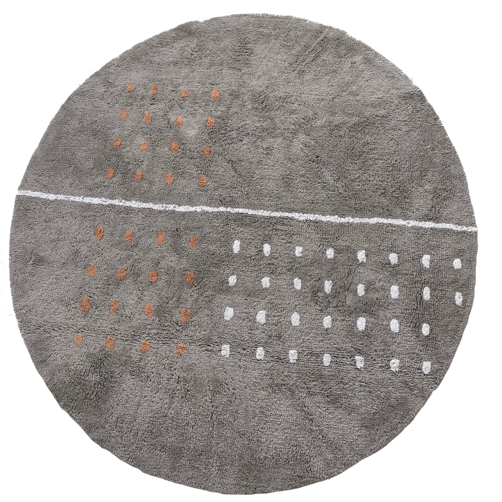 Grid - Grey Round Washable Rug