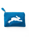 Leaping Hare Felt Pouch - Blue