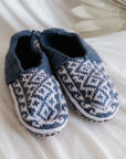 Hand Knitted Wool Slippers - Blue - The Fair Trader