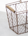 Wire Hand Basket with Wooden Handle
