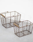 Wire Hand Basket with Wooden Handle