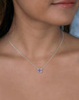 Cushion Amethyst Necklace - Silver
