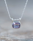 Cushion Amethyst Necklace - Silver